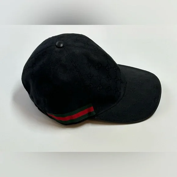 Gucci Original Men’s Canvas Hat With Web|XXL Strap Back Adjustable Cap|Black - Picture 4 of 9